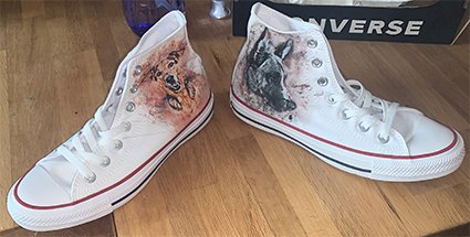 Kundenbild von Sandra: bedruckte Schuhe mit Haustiermotiv